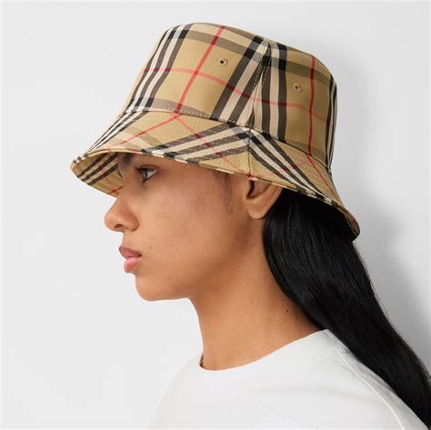 bucket hat womens burberry|vintage check technical cotton hat.